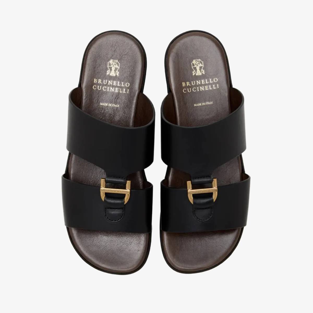 Leather Buckle Slide Sandals