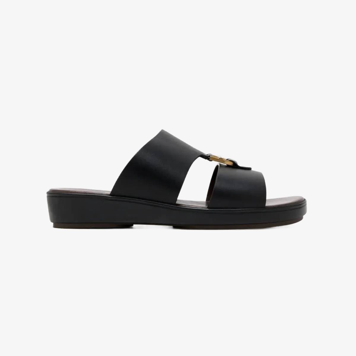 Leather Buckle Slide Sandals