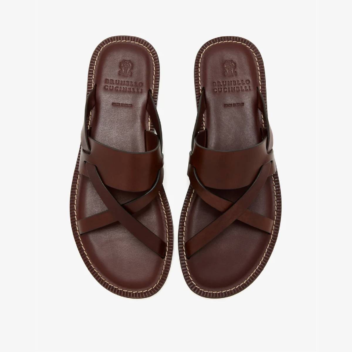 Men’s Crisscross Toe-Loop Leather Sandal