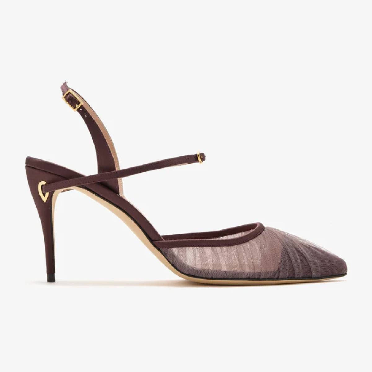 Burgundy Mesh Slingbacks